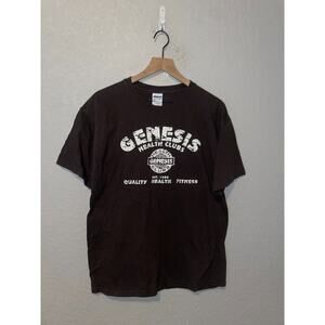 Vintage Genesis Health Clubs Shirt Brown Graphic Fitness Tee 2000s L Large